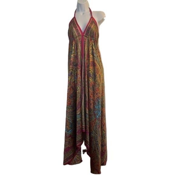 Indian Tropical Fashion Multicolor Halter Maxi Dress, One Size - Picture 1 of 7